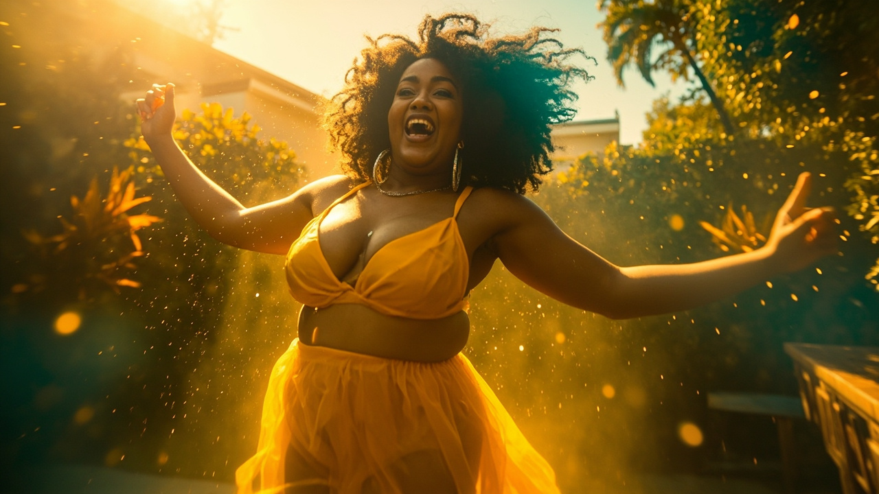 Lizzo tancuje v žltých bikinách značky Yitty vo svojej záhrade, predvádza výraznú premenu postavy.