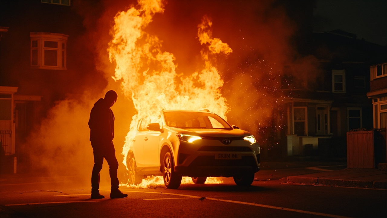 Nočný požiar hybridnej Toyoty RAV4 patriacej susedovi britského premiéra v londýnskej štvrti.
