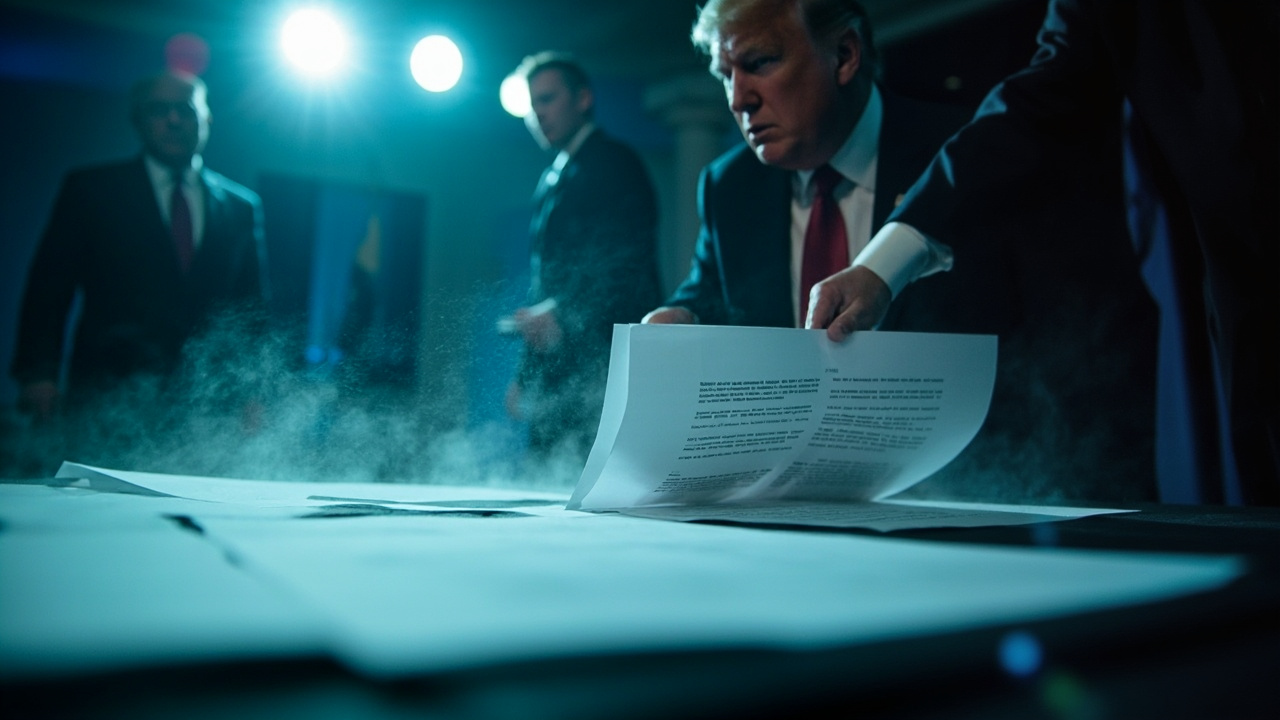 Oficiálne dokumenty o zmenách vo financovaní amerických univerzít na pracovnom stole.
