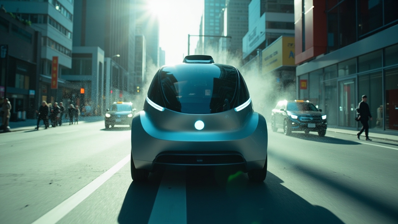 Moderné elektrické robotické taxi Nio ES8 v mestskom prostredí pripravené na prvú jazdu.