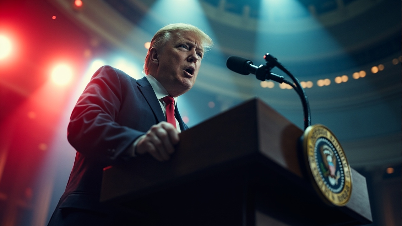 Donald Trump počas prejavu o plánovaných clách na produkty Apple a výzve na presun výroby iPhonov do USA.