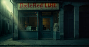 Abandoned Jewish tailoring shop with locked door and faded signage in an empty German storefront amid discrimination scandal