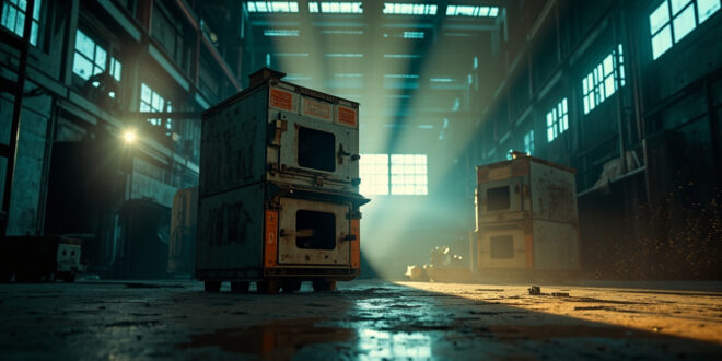 Dormant industrial oven equipment stands idle in an empty manufacturing facility, highlighting workplace safety protocols