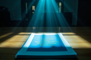 Official electricity tax reduction documents spread across an empty ministerial desk in a vacant Magdeburg government office