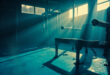 Abandoned football training equipment sits unused in a dimly lit fitness facility at dawn, highlighted by morning light