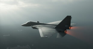 Military fighter jet aircraft positioned in defensive formation against gray cloudy sky over Eastern European terrain