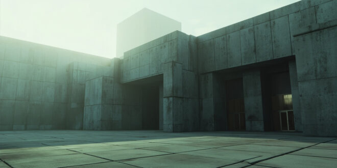 Large concrete government building with heavy closed doors under gray overcast sky, symbolizing institutional disconnect