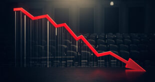 Red declining graph bars against gray background showing government approval ratings falling