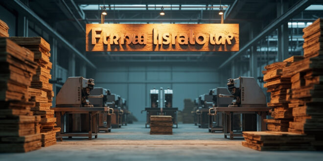 Silent packaging machinery and empty cardboard production floor in industrial facility