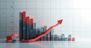 Bar chart displaying declining asylum application numbers with downward arrow and percentage indicators