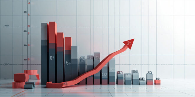 Bar chart displaying declining asylum application numbers with downward arrow and percentage indicators